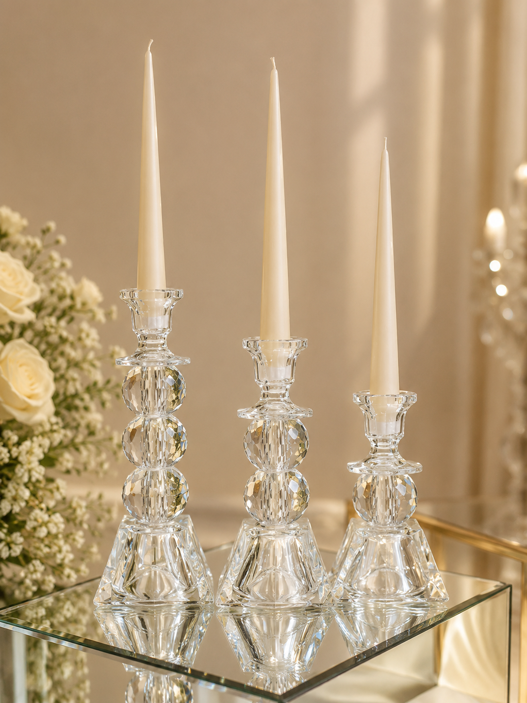 جا شمعی پایه مربع گوی دار